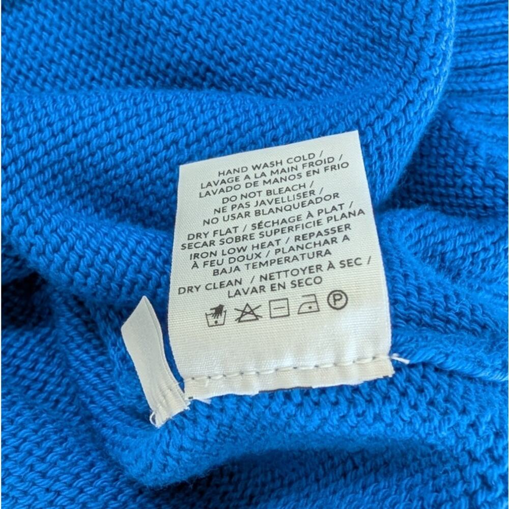 Naadam Cotton High Neck Cardigan Womens Blue Soft Knit Button Front Casual - Picture 7 of 9